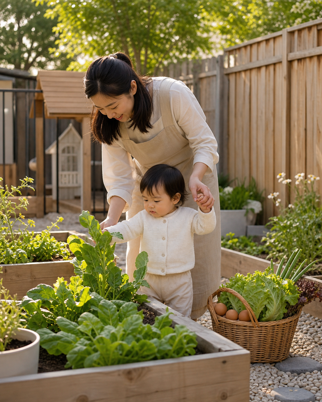 Toddler garden care moment